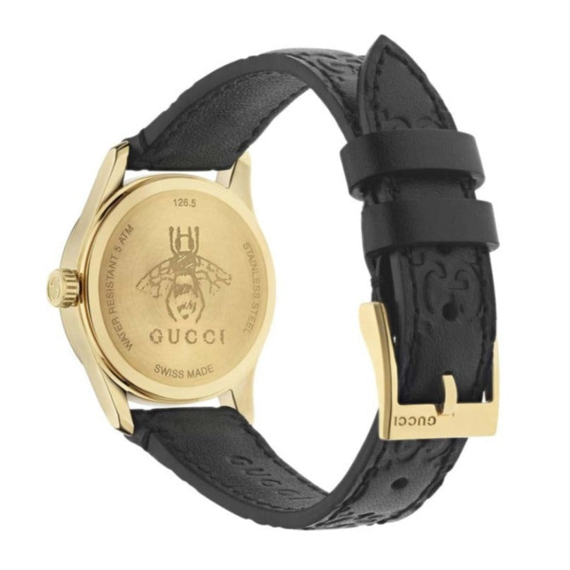 Gucci G Timeless Quartz Black Dial Black Leather Strap Watch For Women - YA126581A Buy Now By Gucci