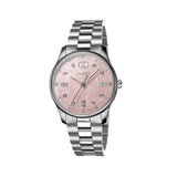 Gucci G Timeless Diamonds Mother of Pearl Pink Dial Silver Steel Strap Watch for Women - YA1265062 Buy Now By Gucci