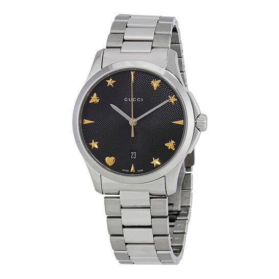 Gucci G Timeless Black Dial Silver Steel Strap Watch For Women - YA1264029 Buy Now By Gucci