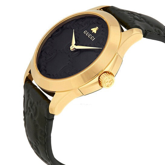Gucci G Timeless Quartz Black Dial Black Leather Strap Watch For Women - YA1264034A Buy Now By Gucci