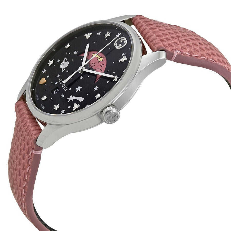 Gucci G-Timeless Moonphase Black Dial Pink Leather Strap Watch For Women - YA1264046 Buy Now By Gucci