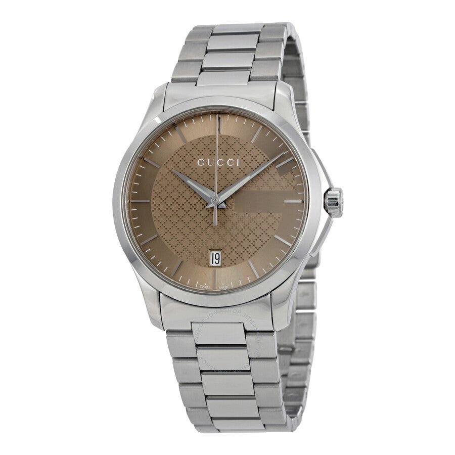 Gucci G Timeless Brown Dial Silver Steel Strap Watch For Men - YA126445 Buy Now By Gucci