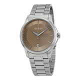 Gucci G Timeless Brown Dial Silver Steel Strap Watch For Men - YA126445 Buy Now By Gucci