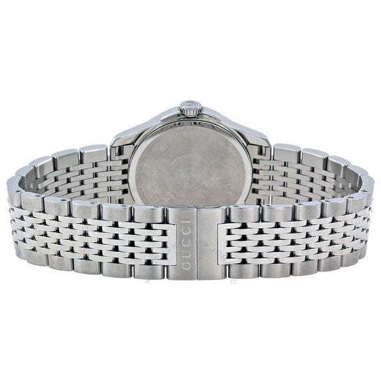 Gucci G Timeless Diamonds Mother of Pearl Black Dial Silver Mesh Bracelet Watch For Women - YA126507 Buy Now By Gucci