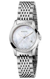 Gucci G Timeless Diamonds Mother of Pearl Dial Silver Steel Strap Watch For Women - YA126510 Buy Now By Gucci