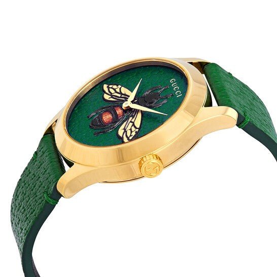 Gucci G Timeless Bee Green Dial Green Leather Strap Watch For Women - YA1264065 Buy Now By Gucci