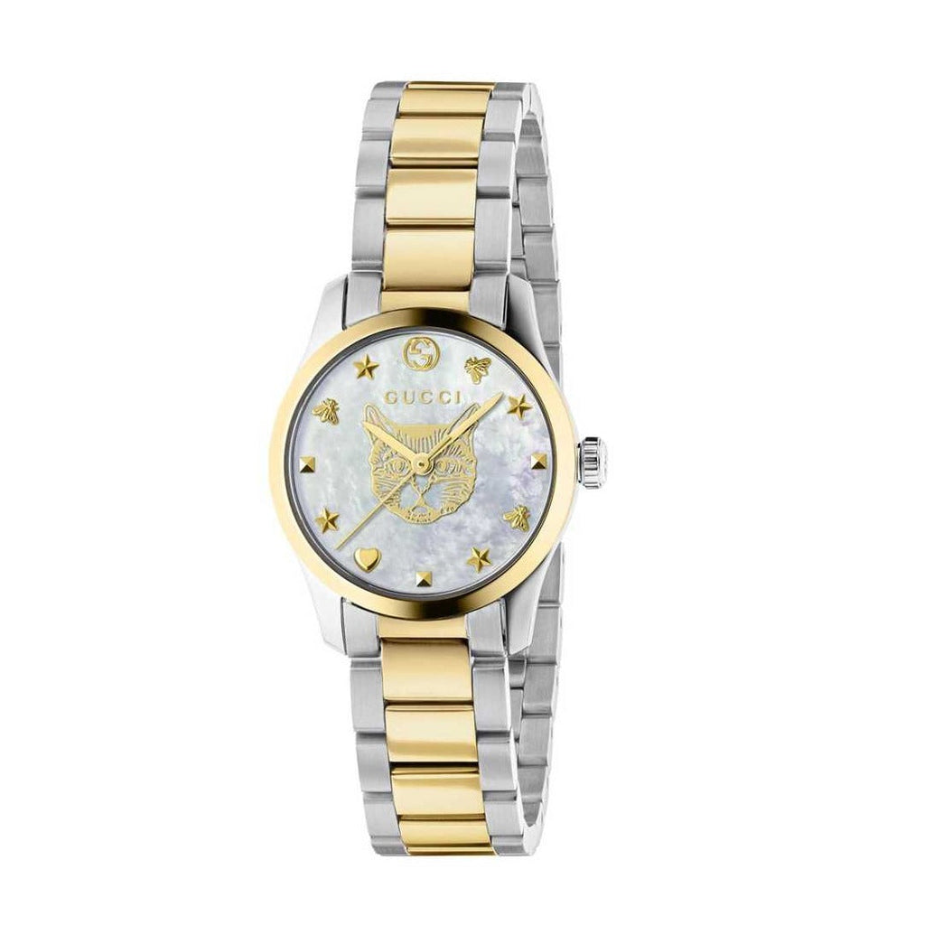 Gucci G Timeless Quartz Mother of Pearl Dial Two Tone Steel Strap Watch For Women - YA1265012 Buy Now By Gucci