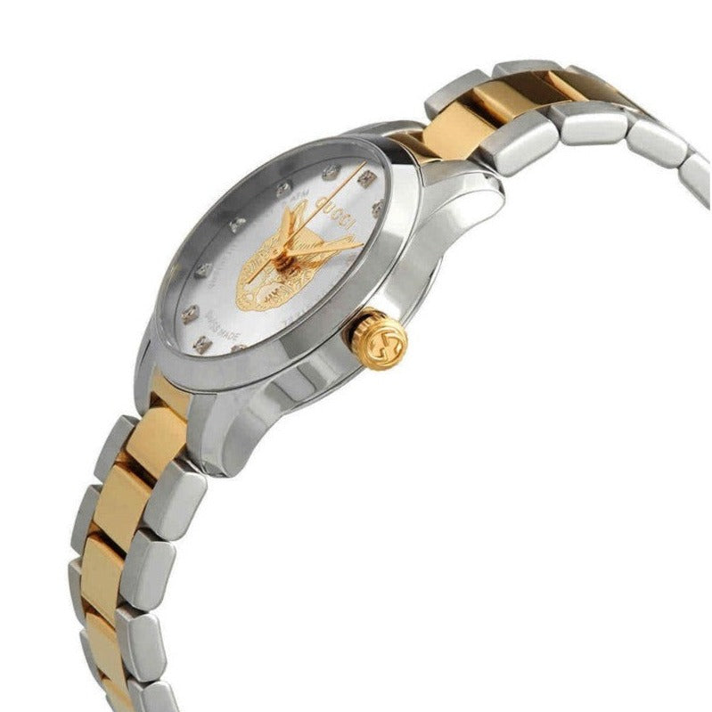 Gucci G Timeless Quartz Diamonds Silver Dial Two Tone Steel Strap Watch For Women - YA1265016 Buy Now By Gucci