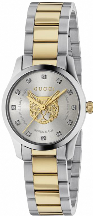 Gucci G Timeless Quartz Diamonds Silver Dial Two Tone Steel Strap Watch For Women - YA1265016 Buy Now By Gucci