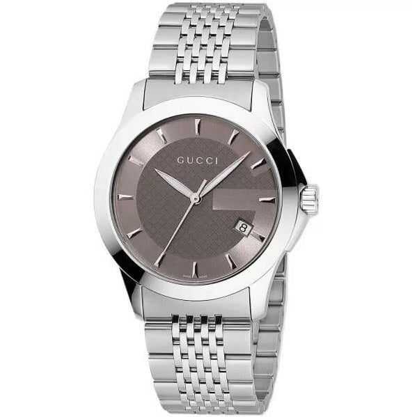 Gucci G Timeless Brown Dial Silver Steel Strap Watch For Men - YA126406 Buy Now By Gucci