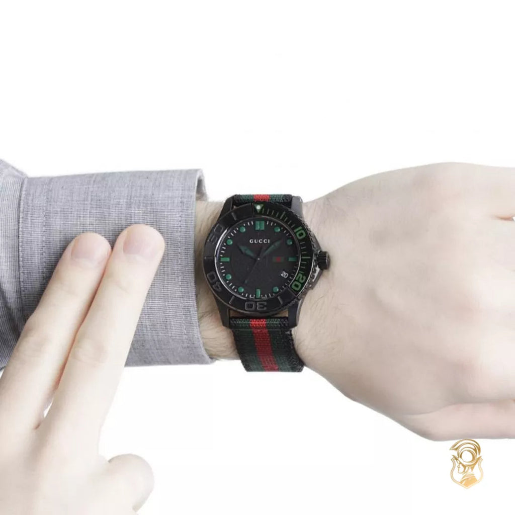 Gucci G Timeless Sport Black Dial Two Tone NATO Strap Watch For Men - YA126229 Buy Now By Gucci