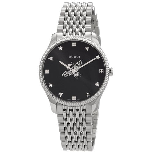 Gucci G Timeless Automatic Black Dial Silver Steel Strap Watch For Men - YA126353 Buy Now By Gucci