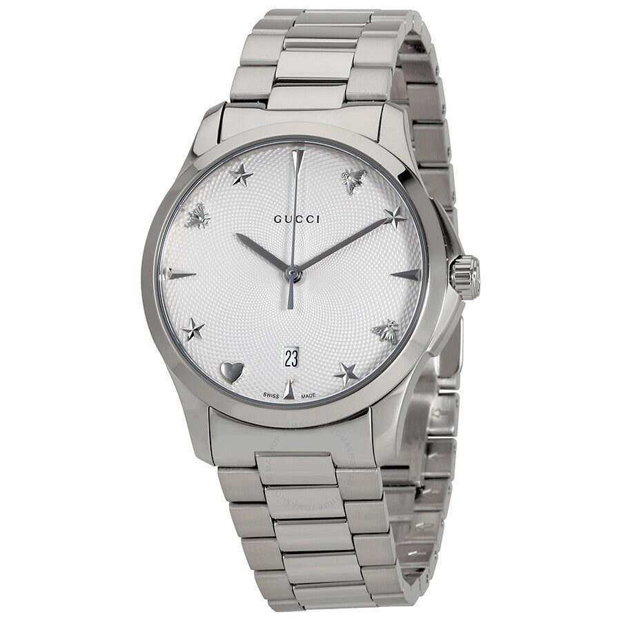 Gucci G Timeless Silver Dial Silver Steel Strap Watch For Women - YA1264028 Buy Now By Gucci
