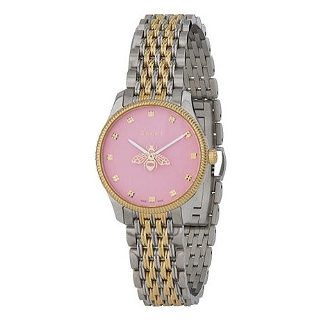 Gucci G Timeless Quartz Pink Dial Two Tone Steel Strap Watch For Women - YA1265030 Buy Now By Gucci