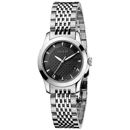 Gucci G Timeless Black Dial Silver Steel Strap Watch For Women - YA126502 Buy Now By Gucci