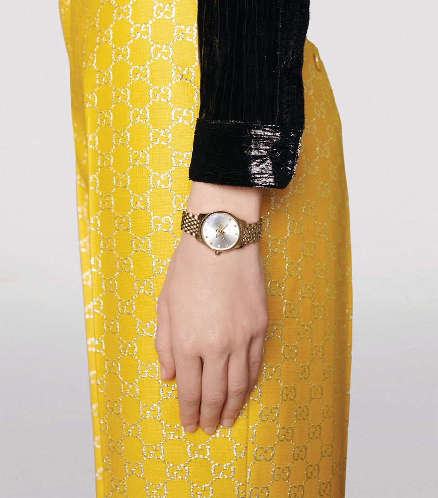 Gucci G Timeless Diamonds Mother of Pearl Dial Silver Steel Strap Watch For Women - YA126506 Buy Now By Gucci