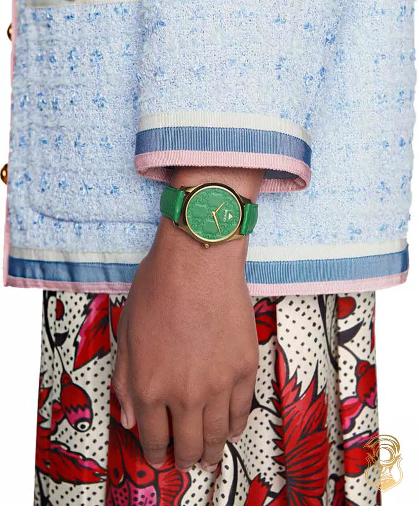Gucci G Timeless Quartz Green Dial Green Leather Strap Watch For Women - YA1264099 Buy Now By Gucci