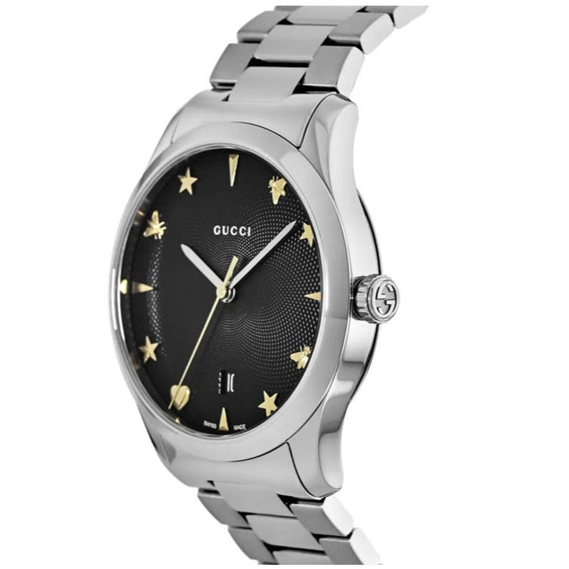 Gucci G Timeless Black Dial Silver Steel Strap Watch For Women - YA1264029A Buy Now By Gucci