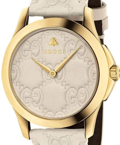 Gucci G Timeless Quartz White Dial White Leather Strap Watch For Women - YA1264033A Buy Now By Gucci