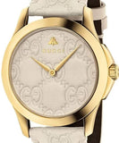 Gucci G Timeless Quartz White Dial White Leather Strap Watch For Women - YA1264033A Buy Now By Gucci