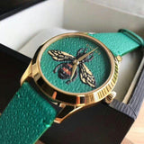Gucci G Timeless Bee Green Dial Green Leather Strap Watch For Women - YA1264065 Buy Now By Gucci