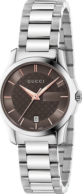 Gucci G Timeless Brown Dial Silver Steel Strap Watch For Women - YA126529 Buy Now By Gucci