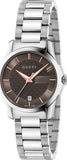Gucci G Timeless Brown Dial Silver Steel Strap Watch For Women - YA126529 Buy Now By Gucci