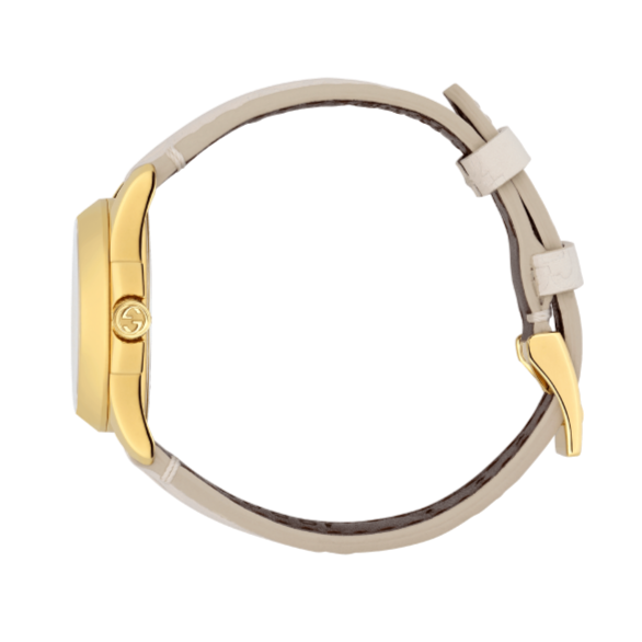 Gucci G Timeless Quartz White Dial White Leather Strap Watch For Women - YA126580A Buy Now By Gucci