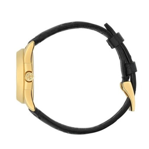 Gucci G Timeless Quartz Black Dial Black Leather Strap Watch For Women - YA126581A Buy Now By Gucci
