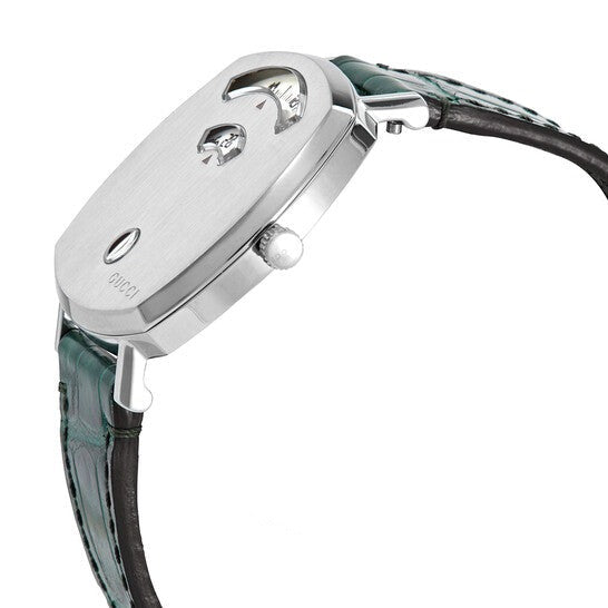 Gucci Grip Quartz Silver Dial Green Leather Strap Watch For Women - YA157404 Buy Now By Gucci