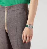 Gucci Grip Quartz Silver Dial Green Leather Strap Watch For Women - YA157414 Buy Now By Gucci