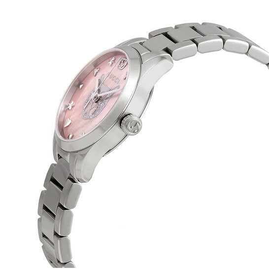 Gucci G Timeless Quartz Mother of Pearl Pink Dial Silver Steel Strap Watch For Women - YA1265013 Buy Now By Gucci