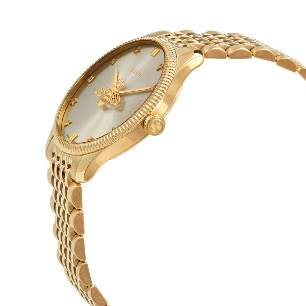 Gucci G Timeless Quartz Silver Dial Gold Steel Strap Watch For Women - YA1264155 Buy Now By Gucci