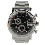Gucci G Chrono Diamonds Black Dial Silver Steel Strap Watch For Men - YA101324 Buy Now By Gucci