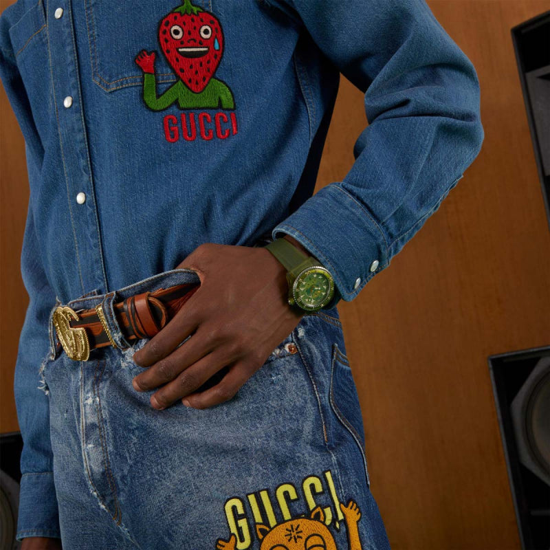 Gucci Dive Automatic Green Dial Green Rubber Strap Unisex Watch - YA136345 Buy Now By Gucci