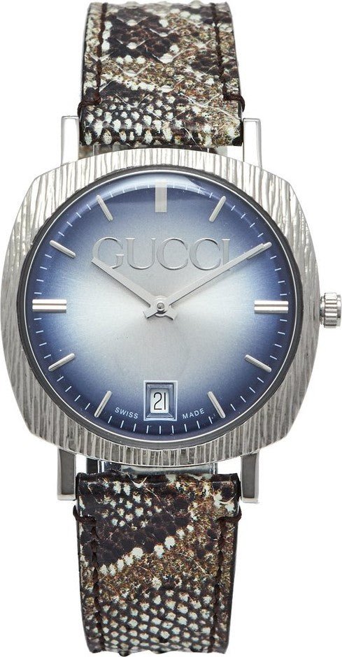 Gucci Grip Vintage Blue Dial Snakeskin Brown Leather Strap Watch for Women - YA152401 Buy Now By Gucci