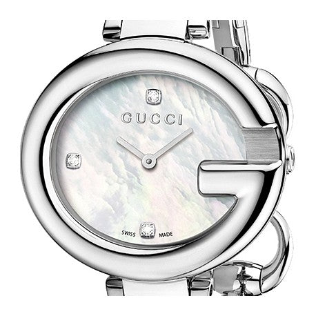 Gucci Guccissima Diamonds Mother of Pearl Dial Silver Steel Strap Watch For Women - YA134504 Buy Now By Gucci