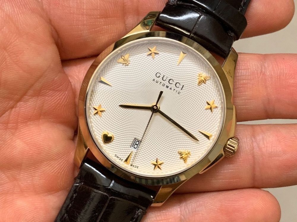 Gucci G Timeless Silver Dial Brown Leather Strap Watch for Men - YA126470 Buy Now By Gucci