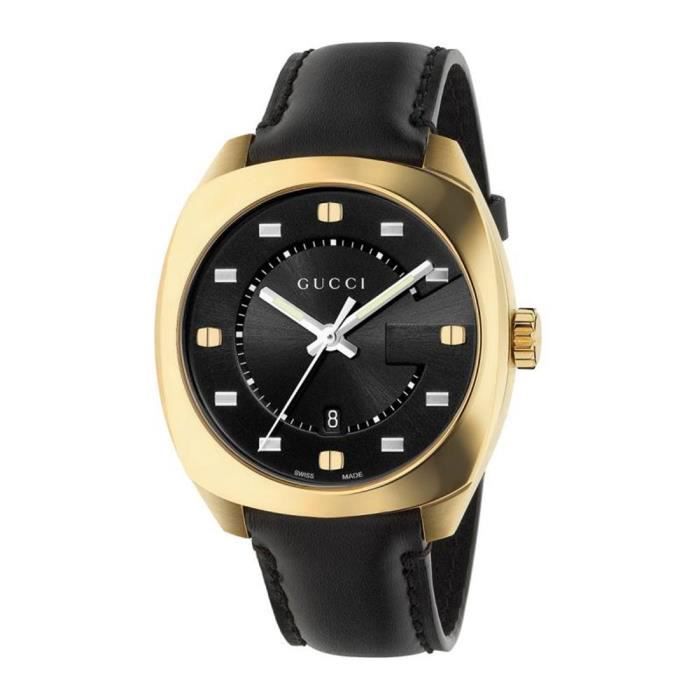 Gucci GG2570 Black Dial Black Leather Strap Watch For Men - YA142310 Buy Now By Gucci