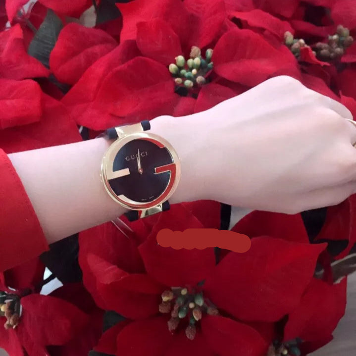 Gucci Interlocking G Grammy Special Edition Black Dial Black Leather Strap Watch for Women - YA133312 Buy Now By Gucci