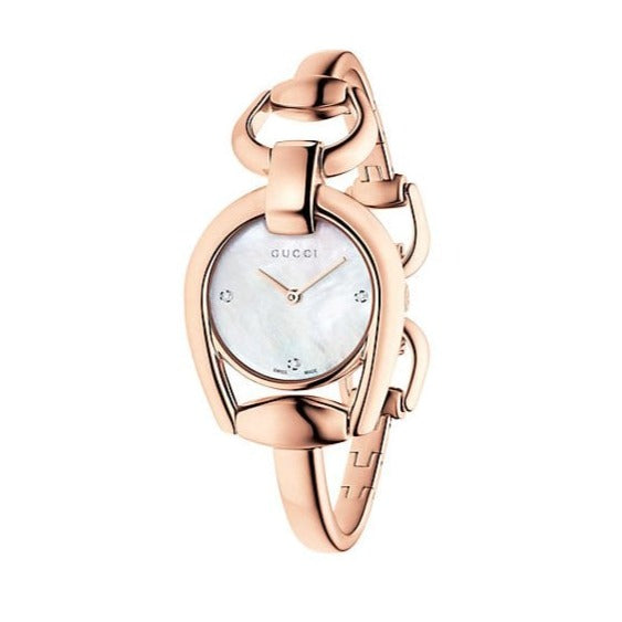 Gucci Horsebit Collection Diamonds Mother of Pearl Dial Rose Gold Steel Strap Watch For Women - YA139508 Buy Now By Gucci