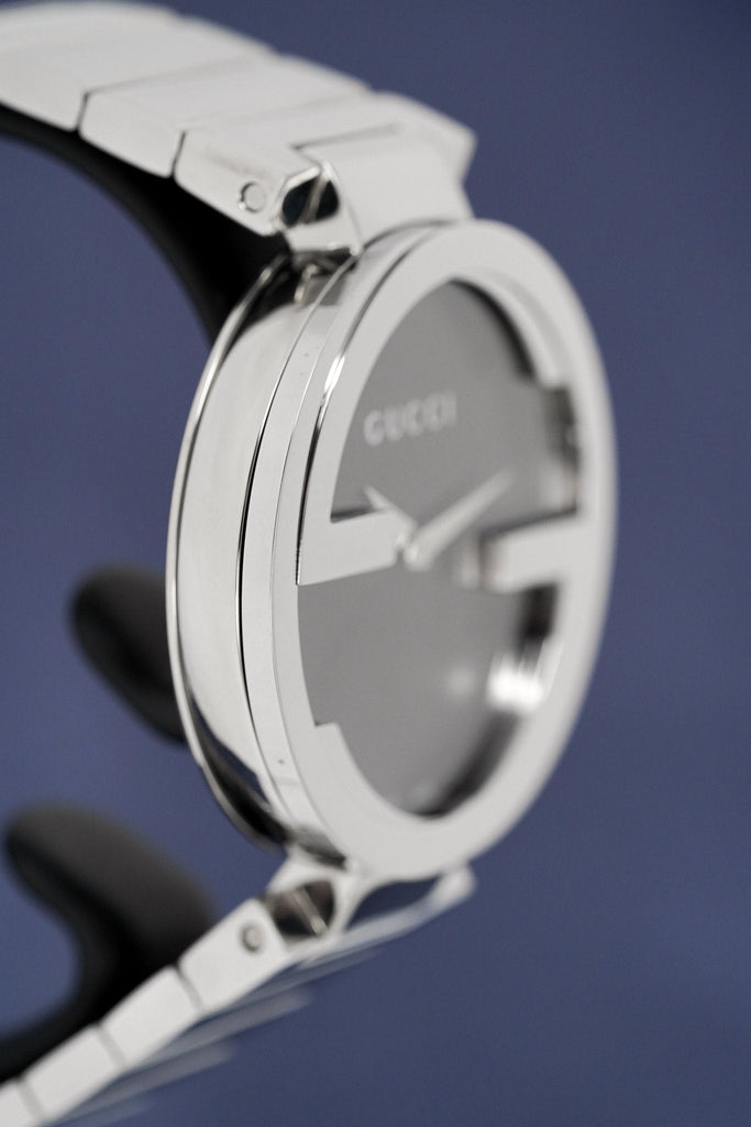 Gucci G Interlocking Black Dial Silver Steel Strap Watch For Women - YA133307 Buy Now By Gucci