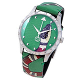 Gucci G Timeless Le Marche Des Merveilles Green Dial Green Leather Strap Watch for Women - YA1264081 Buy Now By Gucci