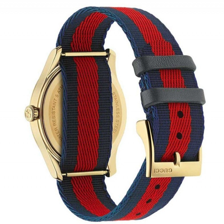 Gucci G Timeless Bee Red & Blue Dial Red Two Tone Nylon Strap Watch For Men - YA1264061 Buy Now By Gucci