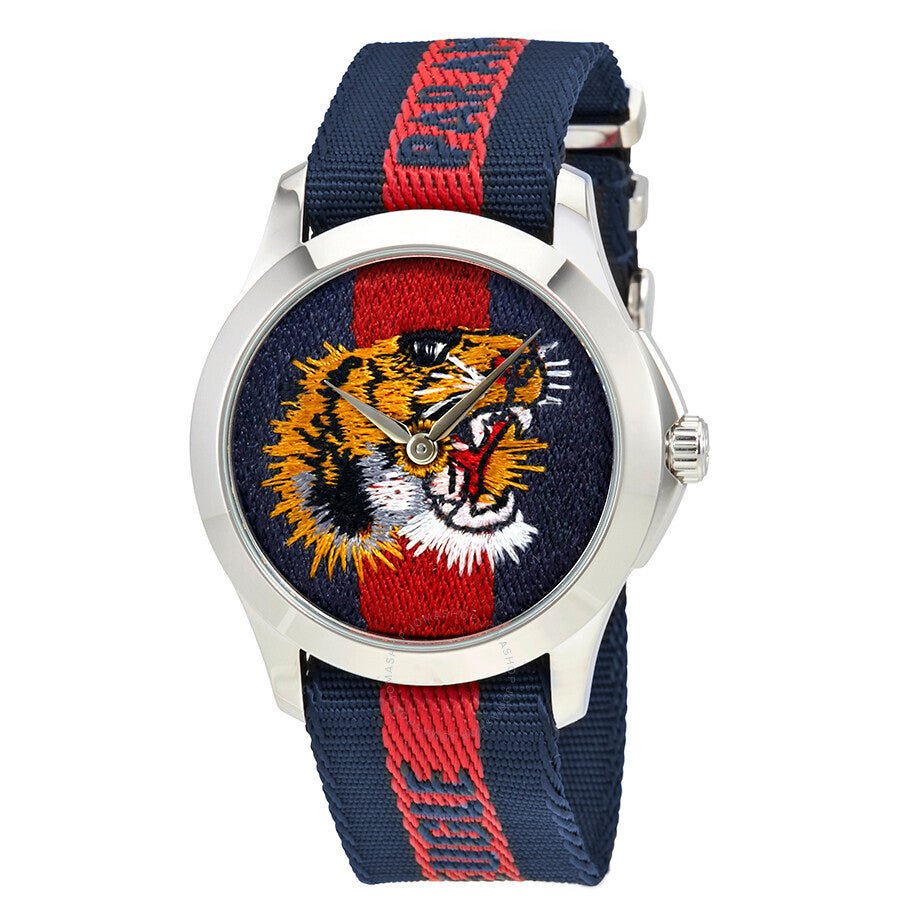 Gucci G Timless Le Marche Des Merveilles Blue & Red Dial Blue & Red Nylon Strap Unisex Watch - YA126495 Buy Now By Gucci