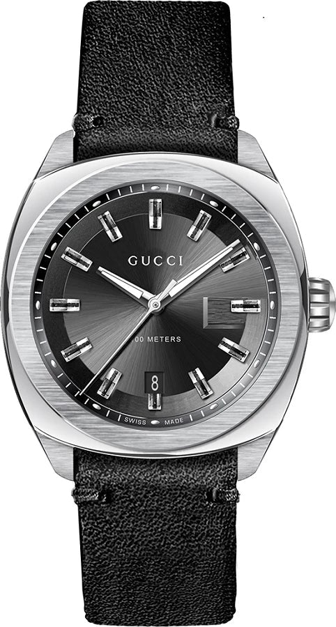 Gucci GG2570 Black Dial Black Leather Strap Watch For Men - YA142206 Buy Now By Gucci
