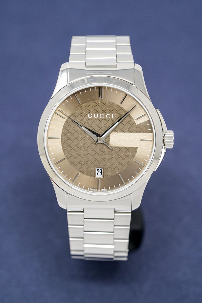 Gucci G Timeless Brown Dial Silver Steel Strap Watch For Men - YA126445 Buy Now By Gucci