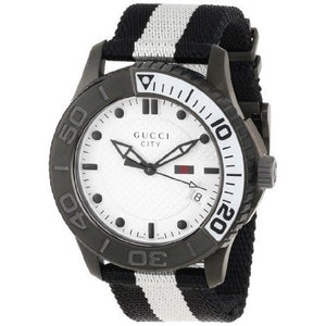 Gucci G Timeless XL White Dial Two Tone NATO Strap Watch For Men - YA126243 Buy Now By Gucci