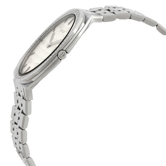 Gucci 25H Quartz Diamonds Silver Dial Silver Steel Strap Watch for Women - YA163401 Buy Now By Gucci