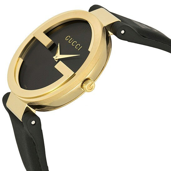 Gucci Interlocking G Grammy Special Edition Black Dial Black Leather Strap Watch for Women - YA133312 Buy Now By Gucci
